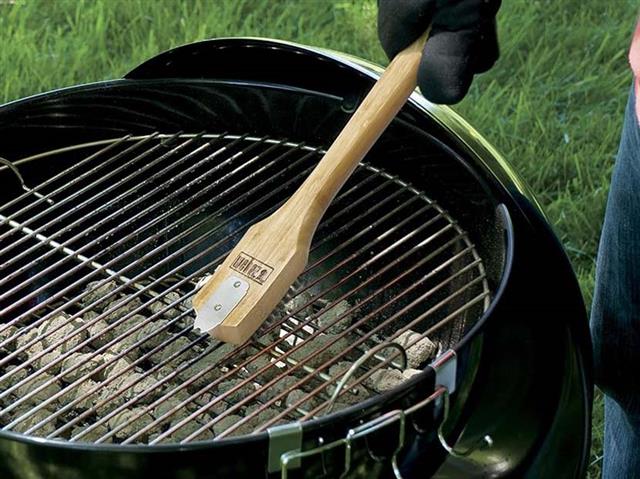 Parts for MasterFlame Grills: Grill Brush - 18in. Bamboo - Wide Bristle Head & Scraper