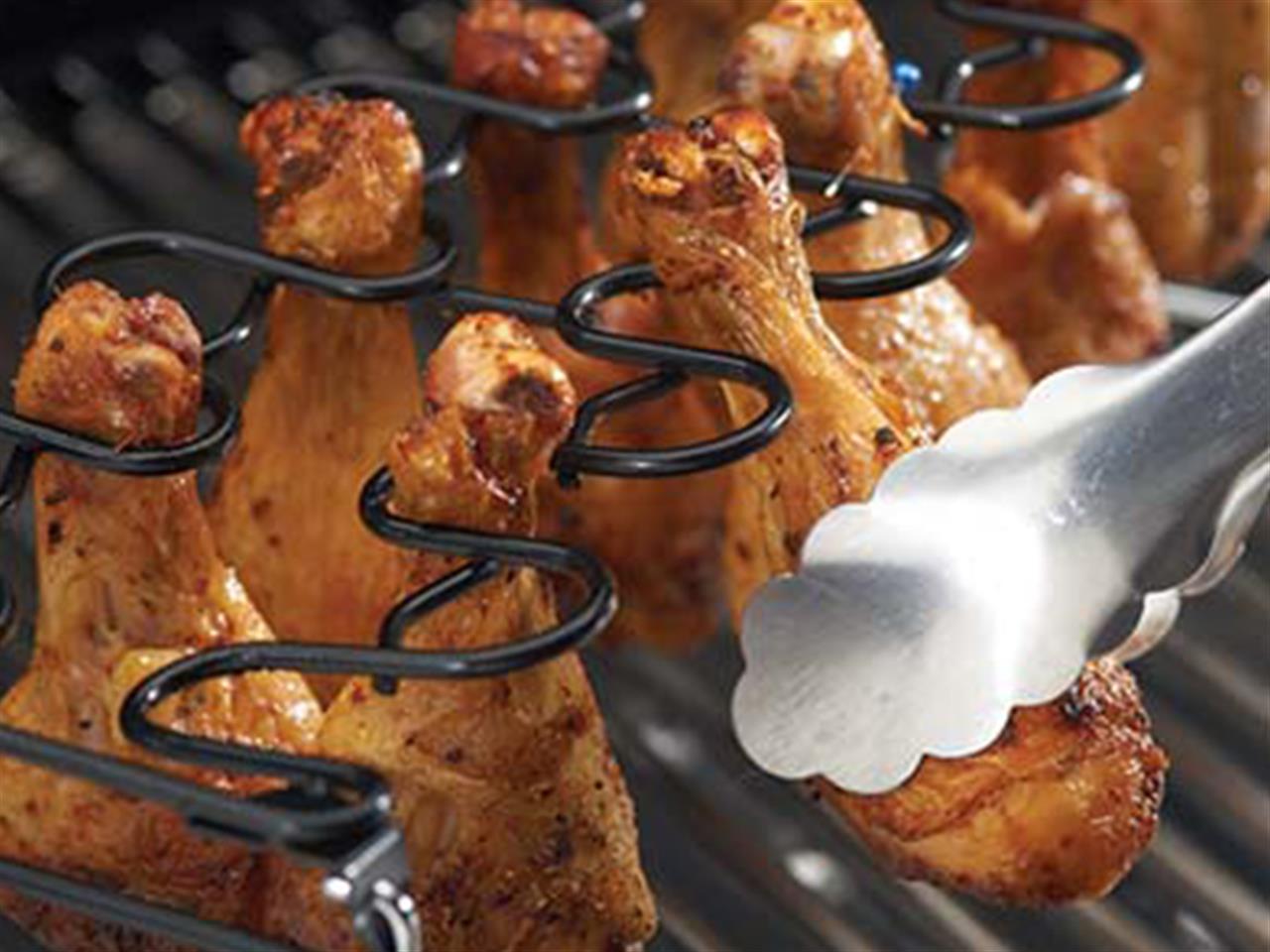 Grill Accessories: Wing & Drumstick Rack - Non-stick - Collapsable (by GrillPro)