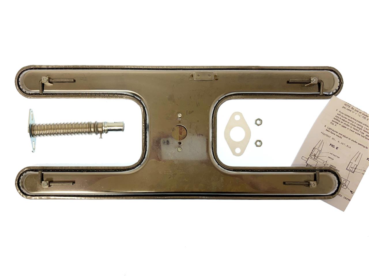 Grill Replacement Parts: 8" X 19-1/2" Single Port "H" Burner - includes 5-1/2" to 8" Adjustable Venturi