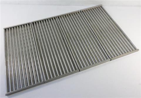 Parts for Quantum Series 4 Burner Grills: 18-3/8" X 31" Four Section Infrared Slotted Stamped Stainless Cooking Grate Set
