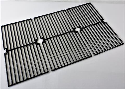 Parts for Brinkmann Grills: 17-9/16" X 28-1/4" Three Piece "Gloss Finish" Cast Iron Cooking Grate Set