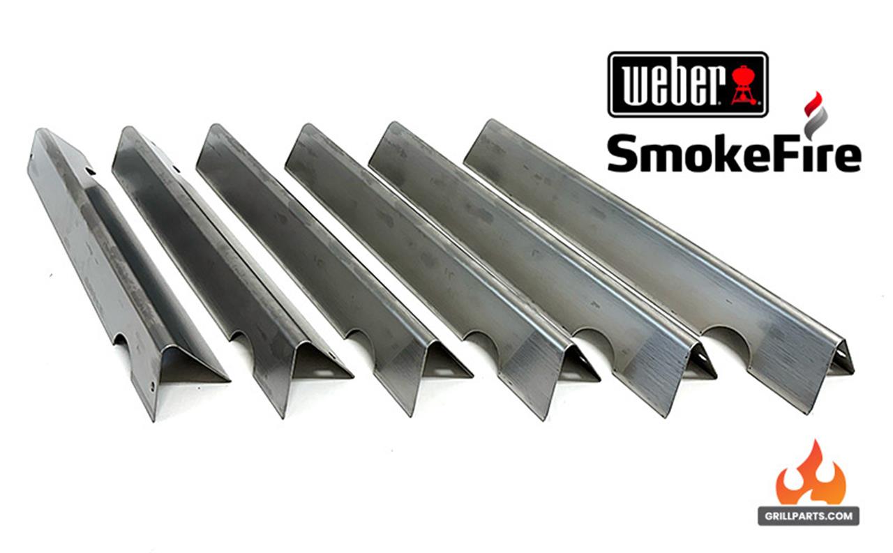 Grill Replacement Parts: Weber SmokeFire Flavorizer Bar Set - 6pc. - Stainless Steel - (L:17-1/8in. x W:2-1/2in. x H:2-1/8in.)