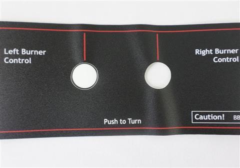Grill Replacement Parts: JNR "New Style" Control Panel Label