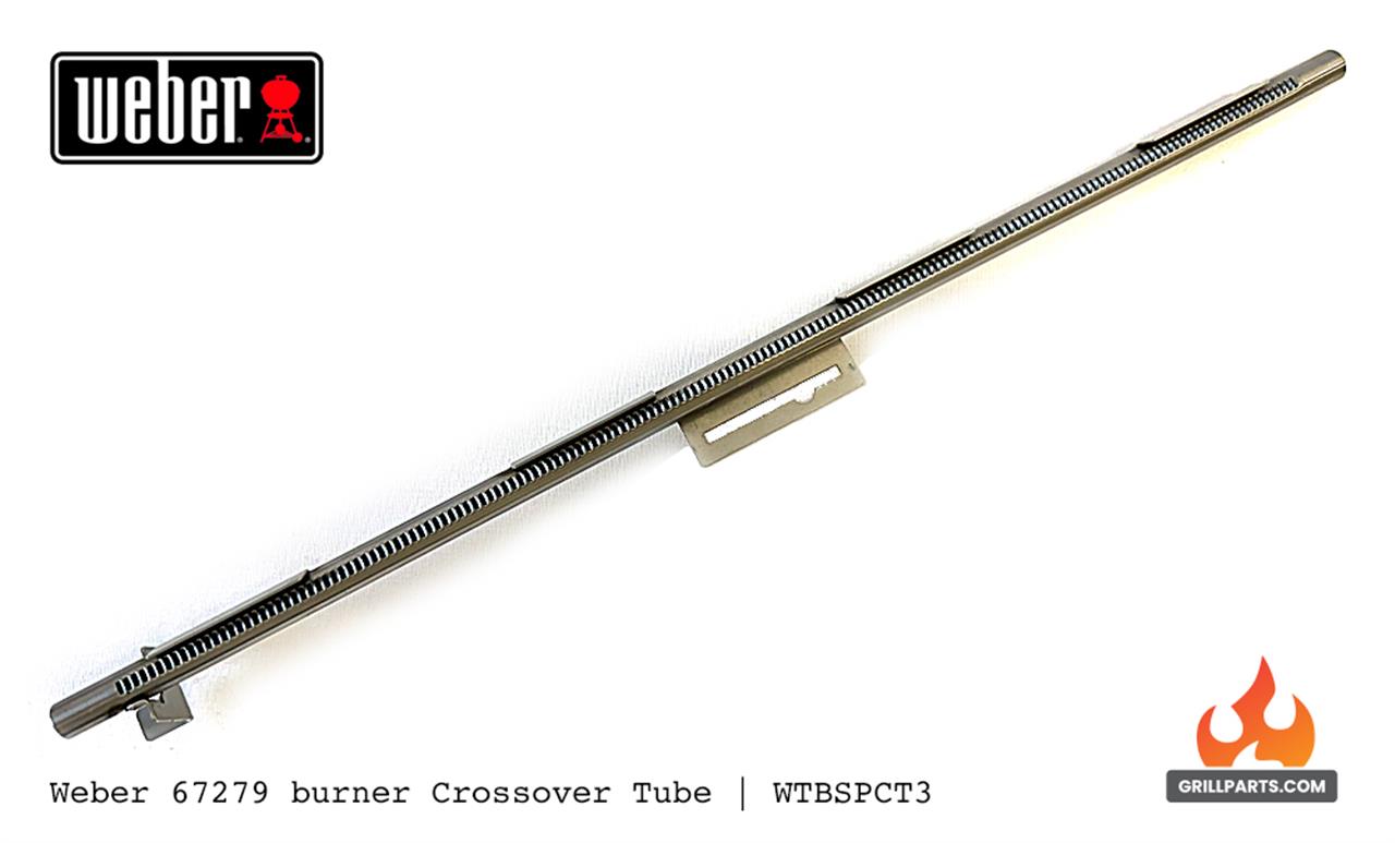 Grill Replacement Parts: Crossover Burner Tube - Stainless Steel - (15-1/4in.) 