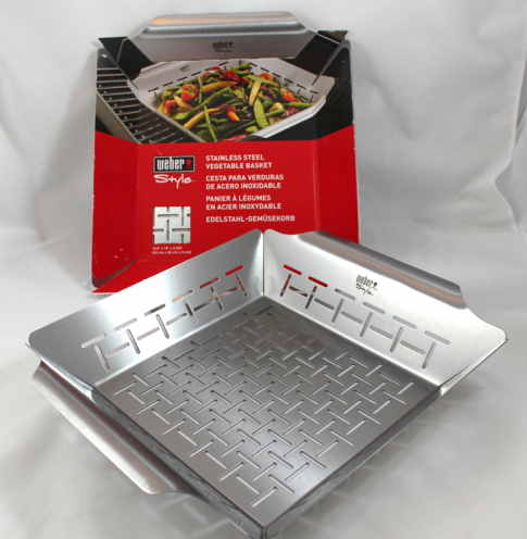 grill parts: Large Grilling Basket - Stainless Steel - (15in. x 13-1/2in. x 2-1/4in.)