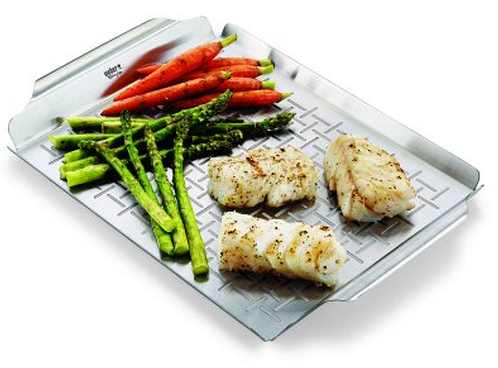 grill parts: Deluxe Flat Grilling Pan - Stainless Steel - (18-1/2in. x 13-1/2in. x 1-1/2in.)