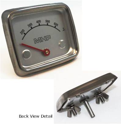 Parts for Ducane Stainless Grills: Stainless Steel Rectangular Temperature Gauge 